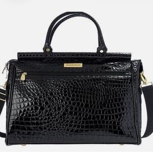 Samantha Brown Black Crocodile Embossed Satchel Carry on Travel Bag